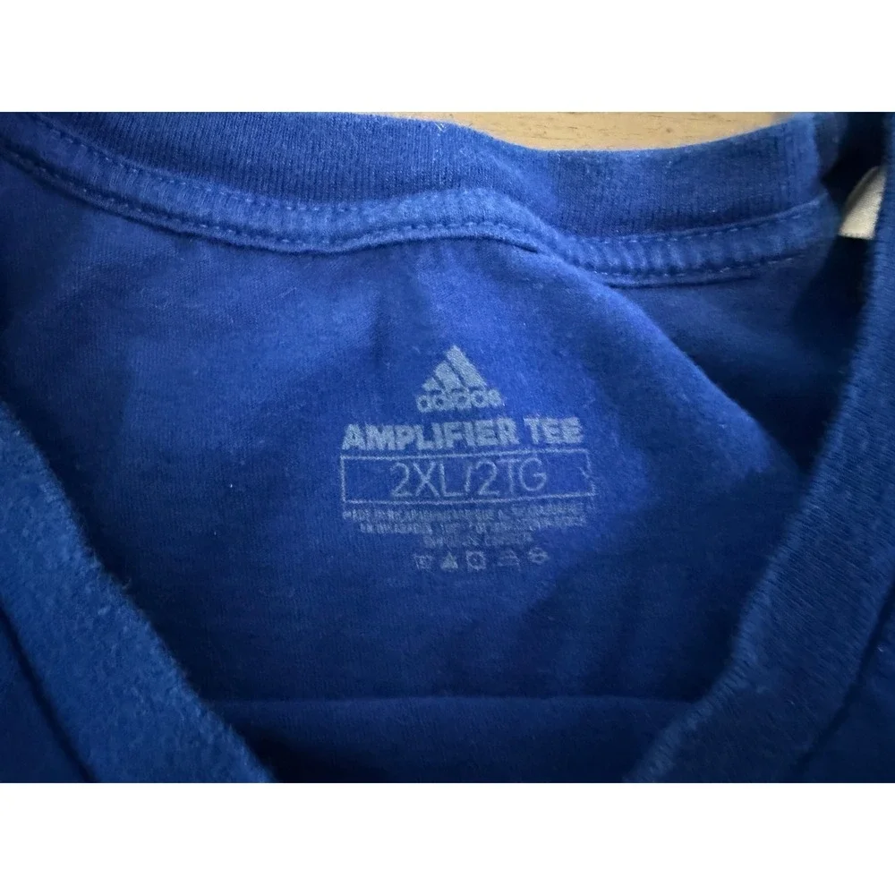 Adidas Amplifier Tee Royal Blue White Logo Graphic T-Shirt Mens 2XL Short Sleeve